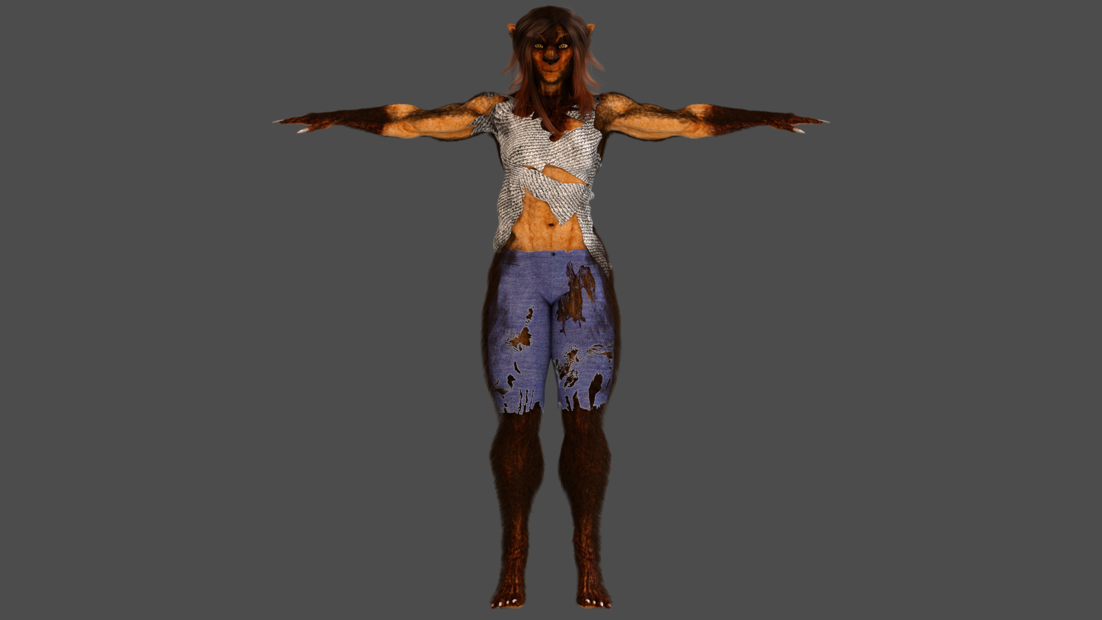 Female Werewolf 3D model_6