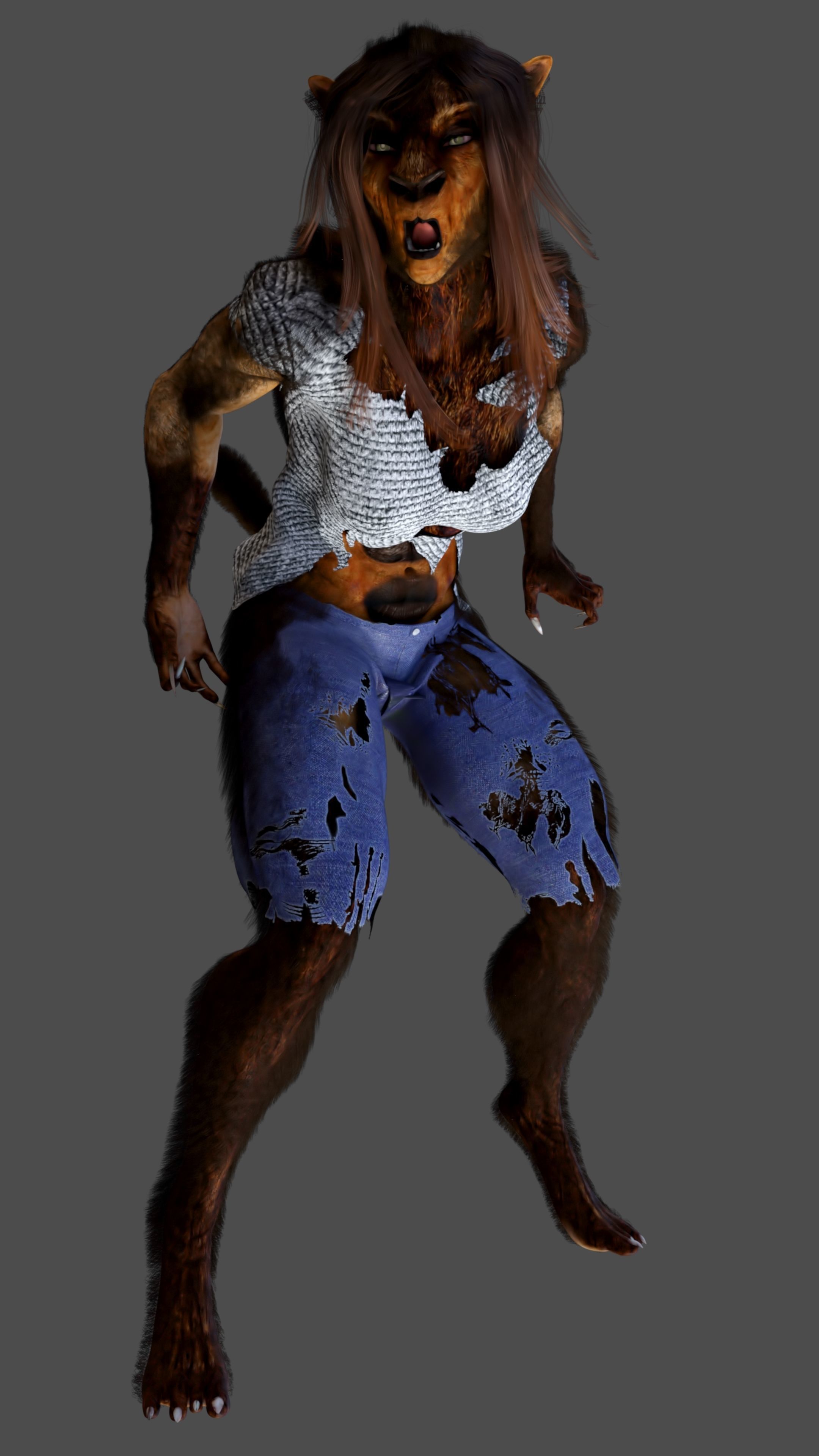 Female Werewolf 3D model_11