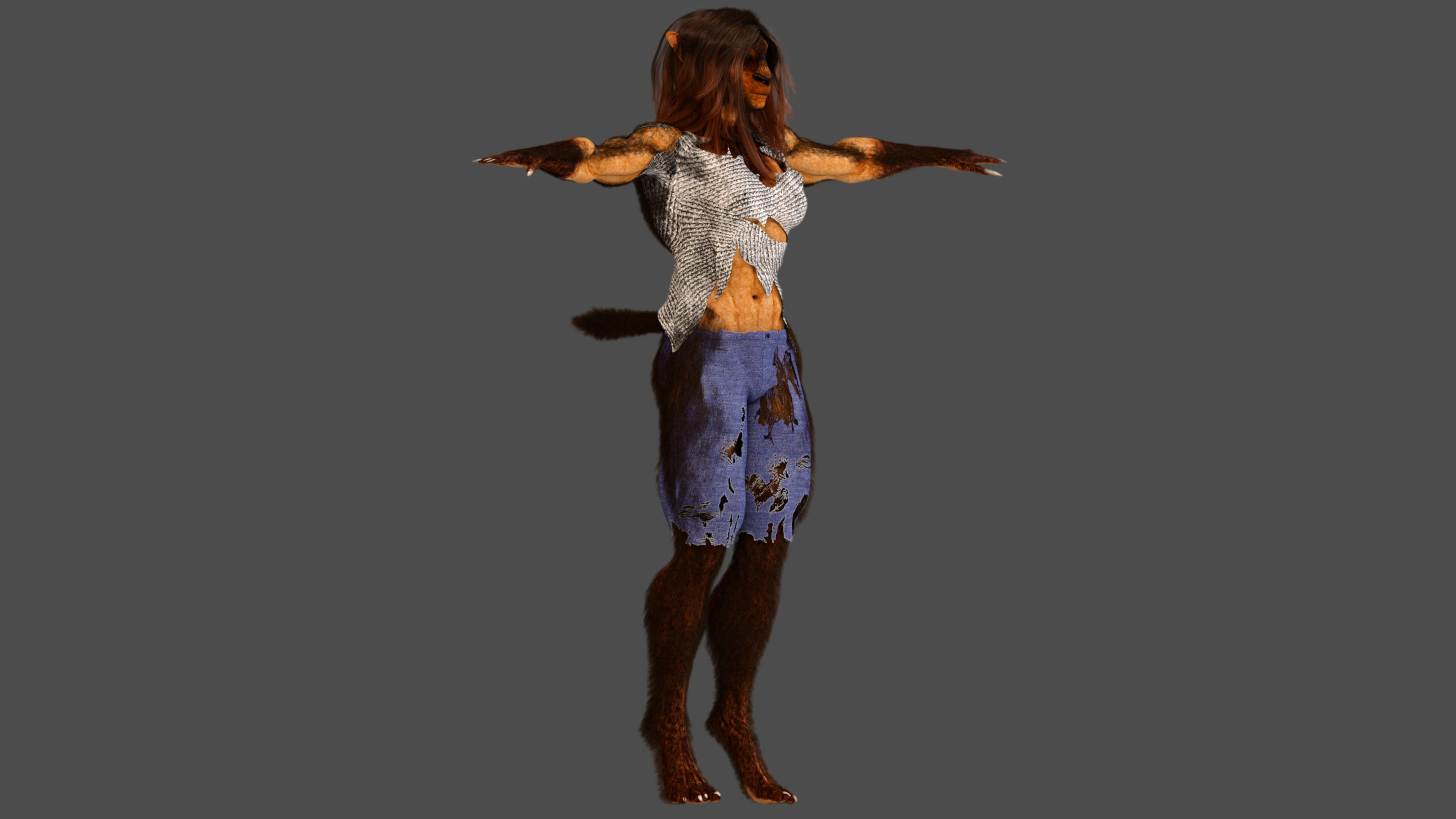 Female Werewolf 3D model_5