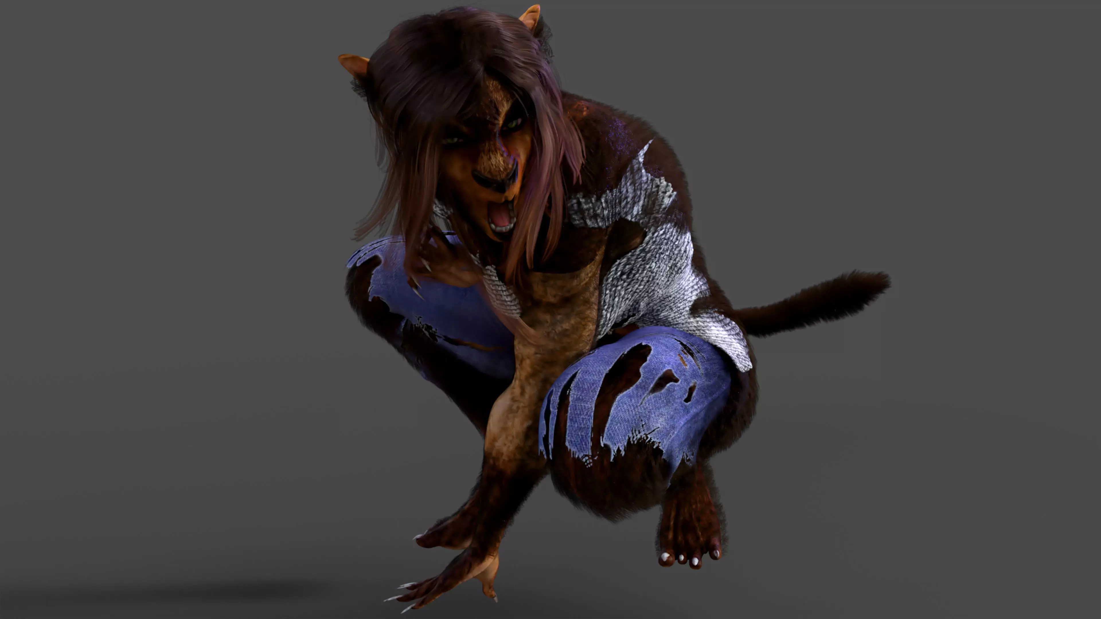Female Werewolf 3D model_0