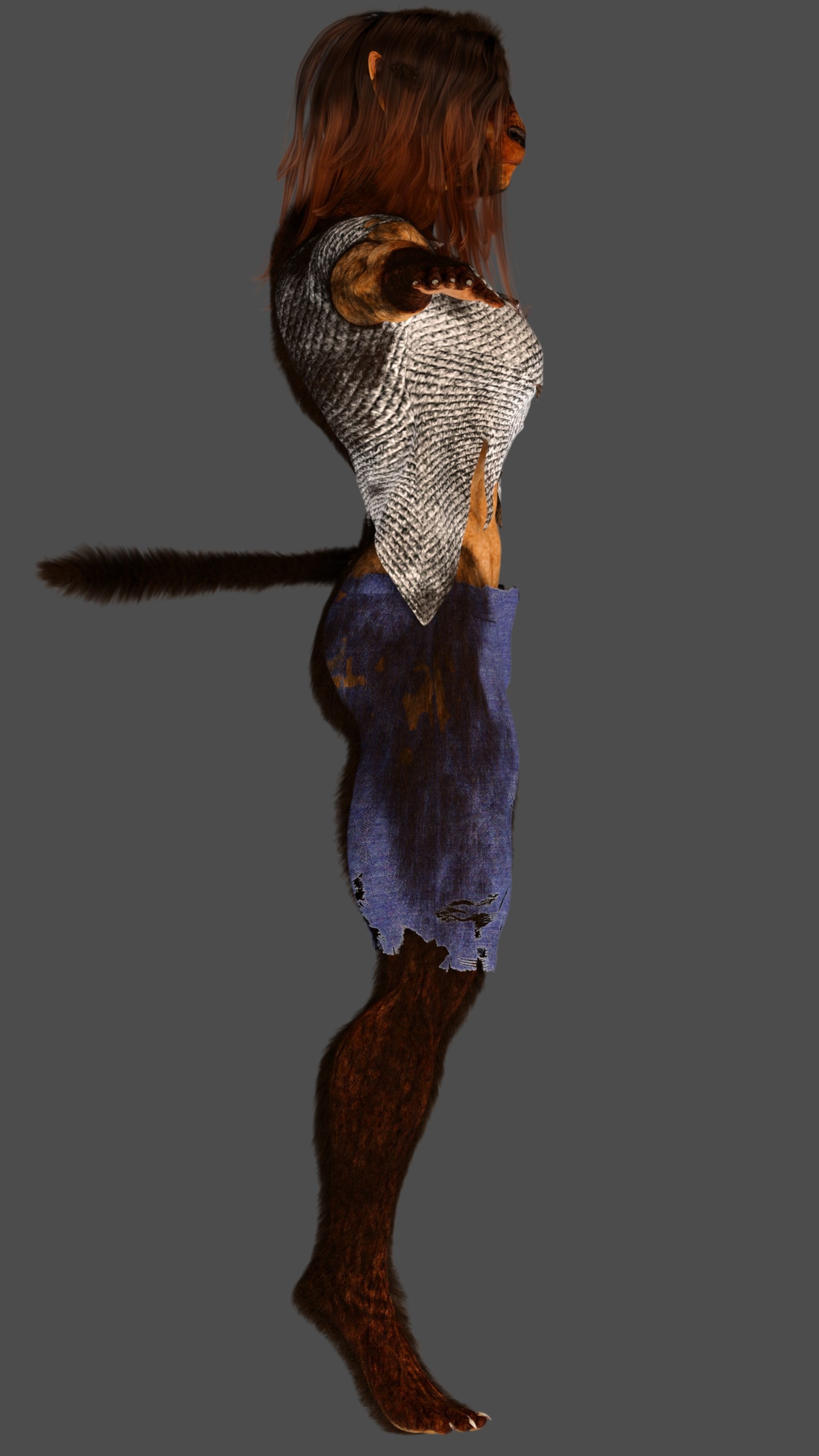 Female Werewolf 3D model_7