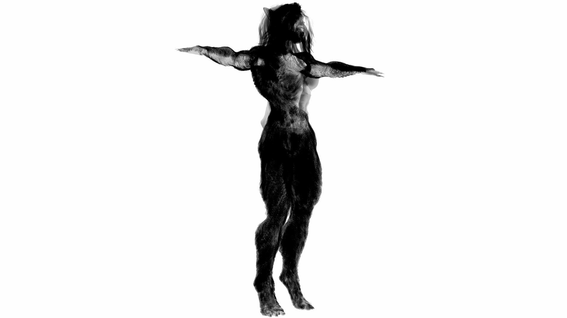 Female Werewolf 3D model_3
