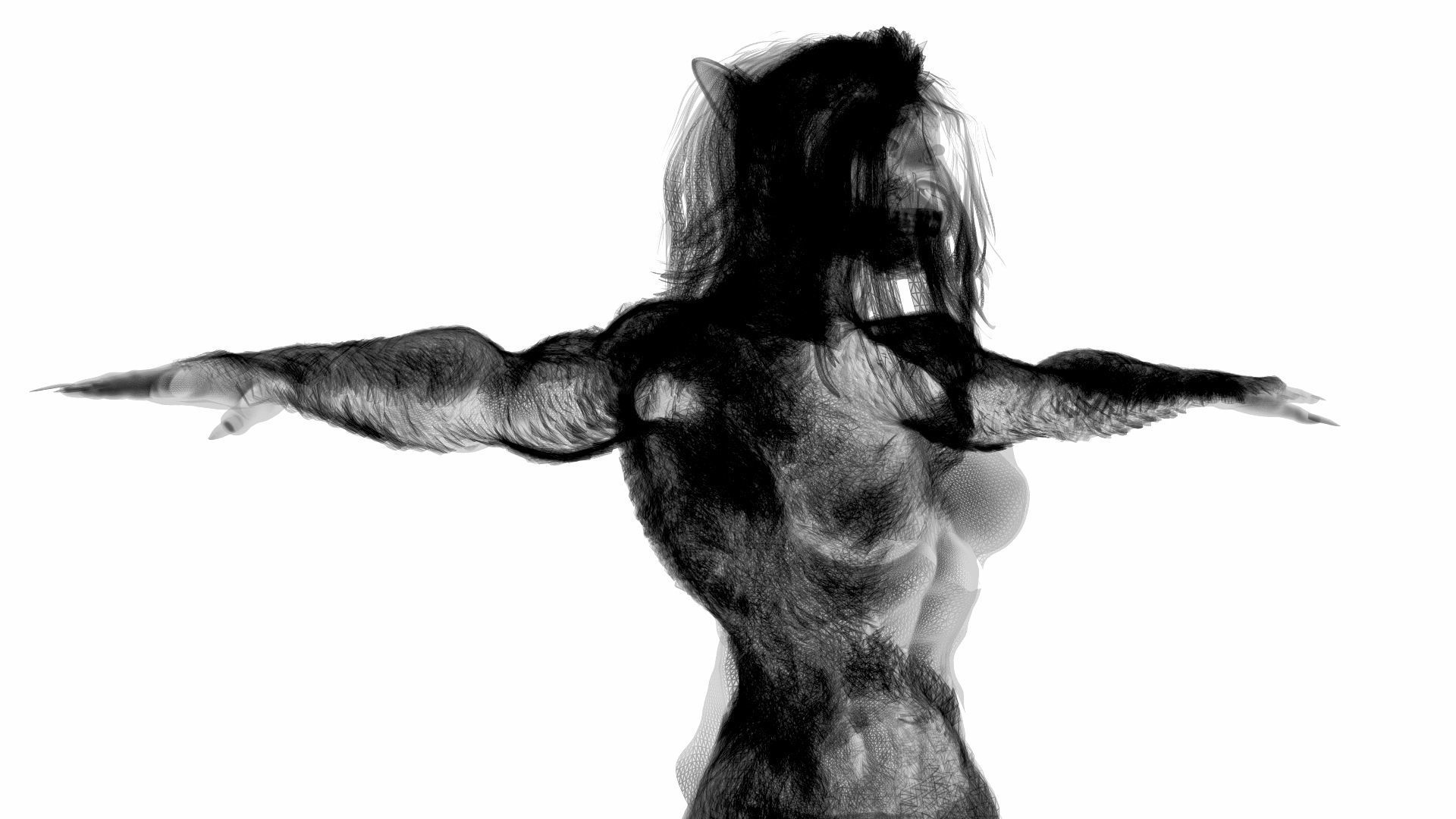 Female Werewolf 3D model_2