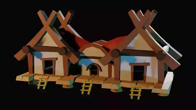 Low Poly Sheep House Model One Piece Low-poly 3D model