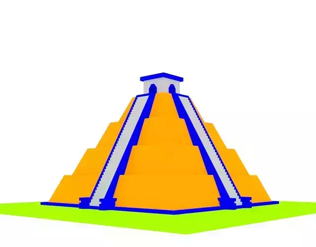 Low Poly Cartoon Simple Mayan Pyramid 3D model