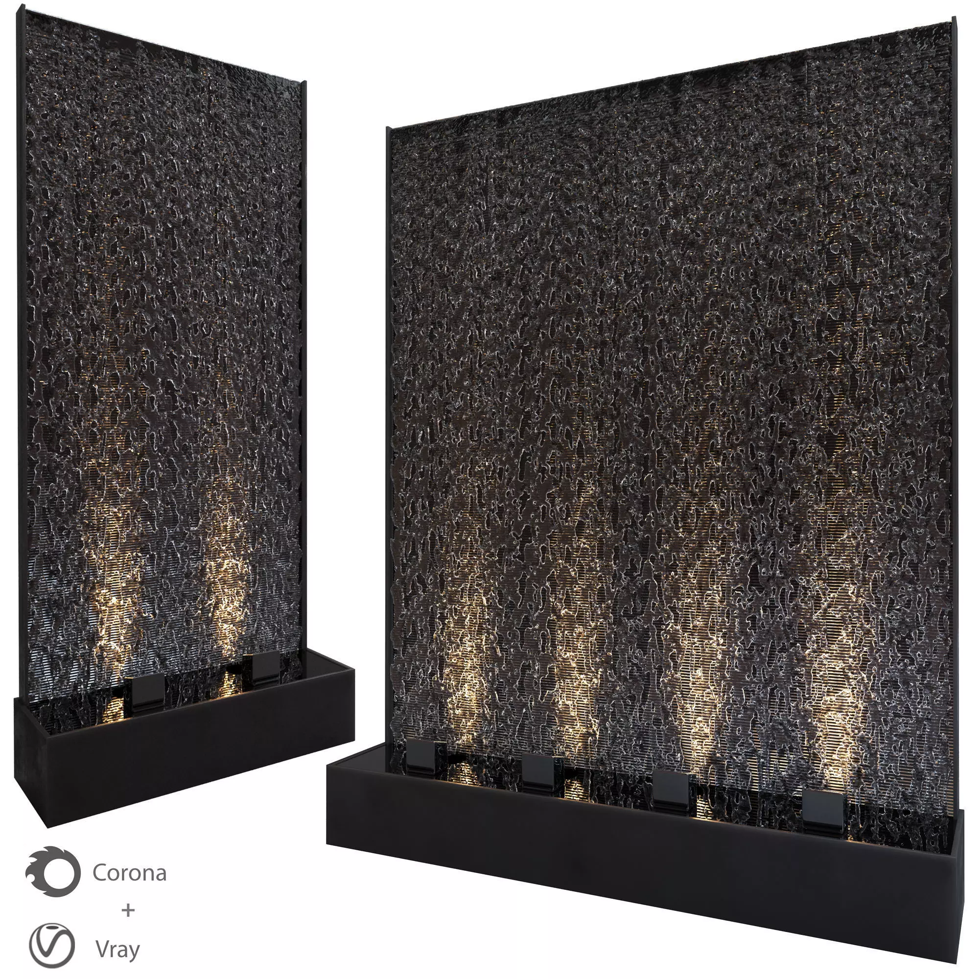 2 Aqua fall Waterfall Corona and Vray 3D model_0