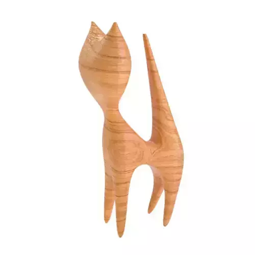 Wooden Cat Figurine