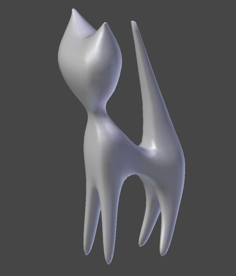 Wooden Cat Figurine 3D model_5