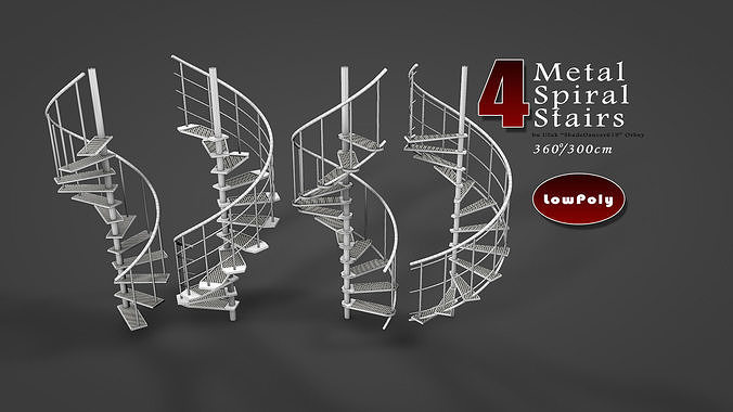 Metal Spiral Stairs Low-poly 3D model