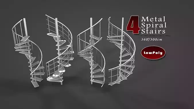 Metal Spiral Stairs Low-poly 3D model