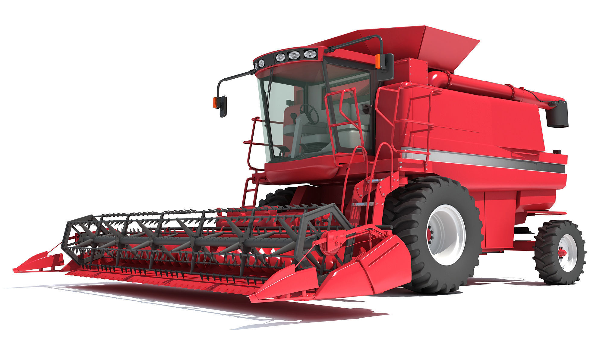 Red Combine Harvester 3D model_11