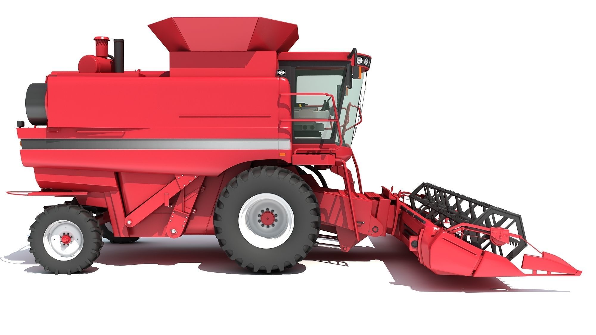 Red Combine Harvester 3D model_3
