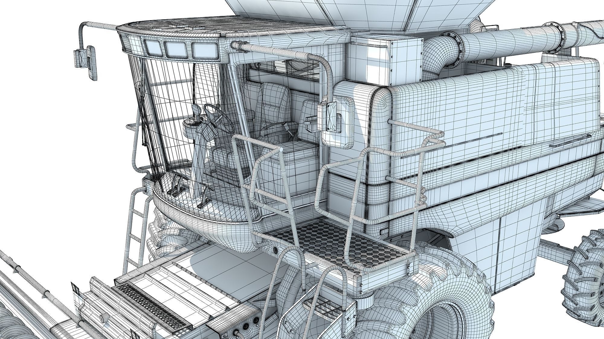 Red Combine Harvester 3D model_20