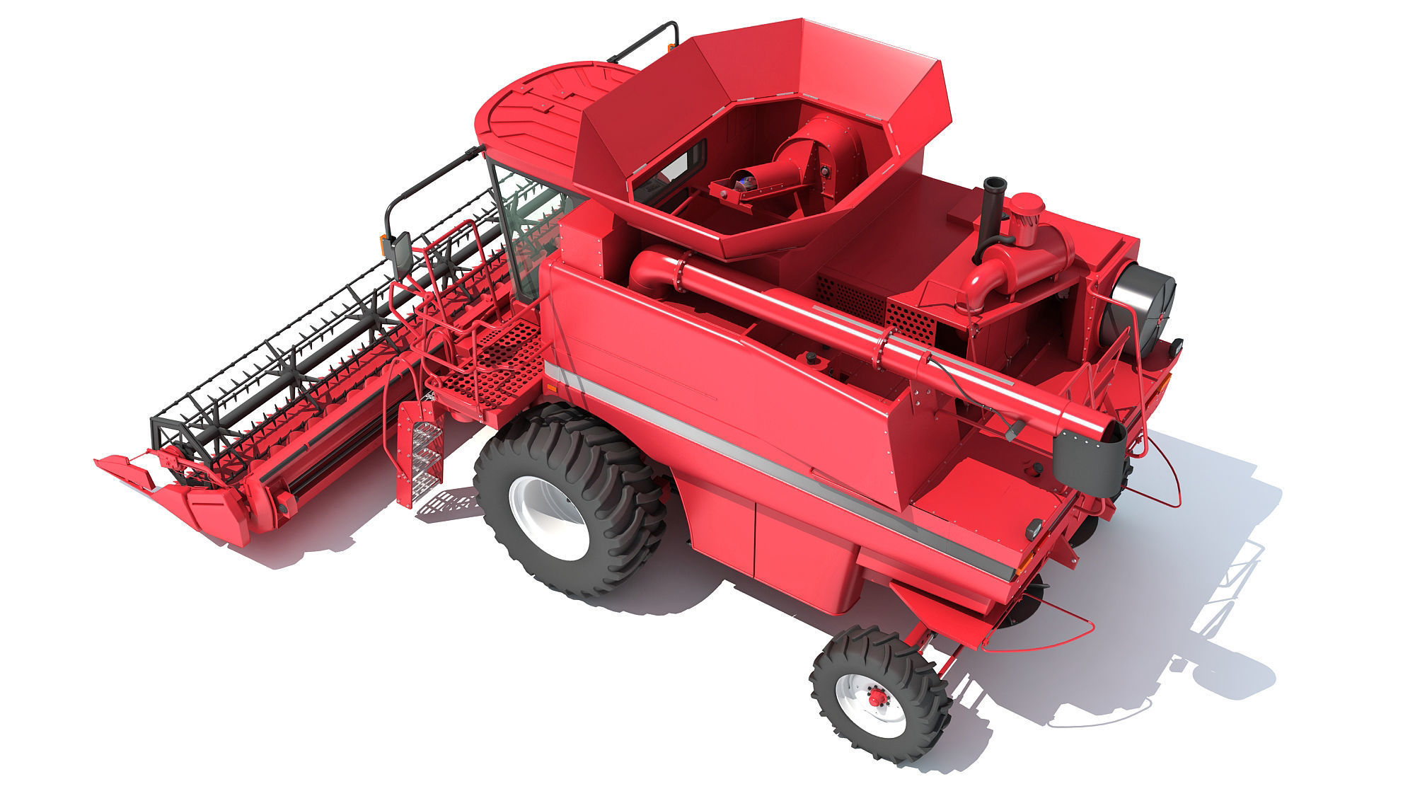 Red Combine Harvester 3D model_5
