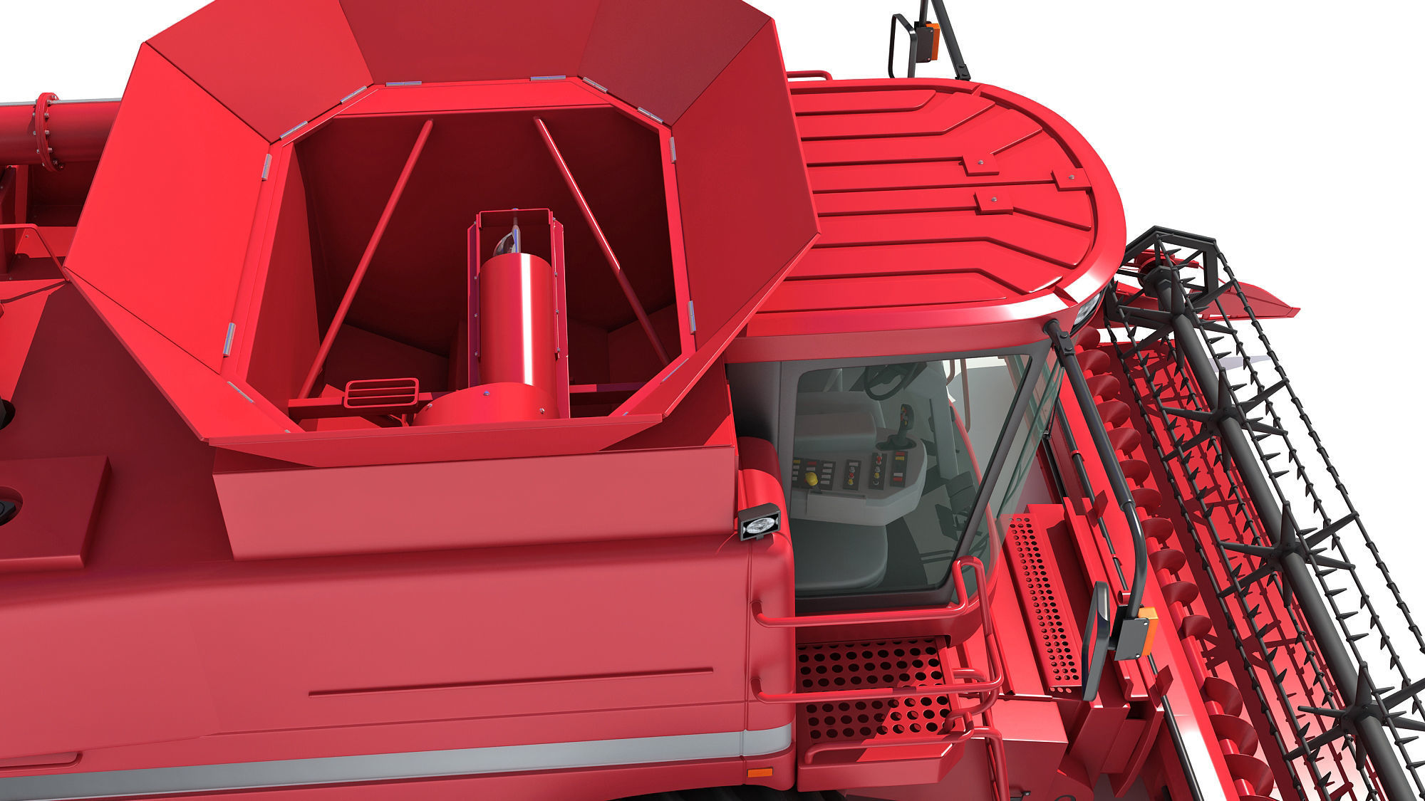 Red Combine Harvester 3D model_14