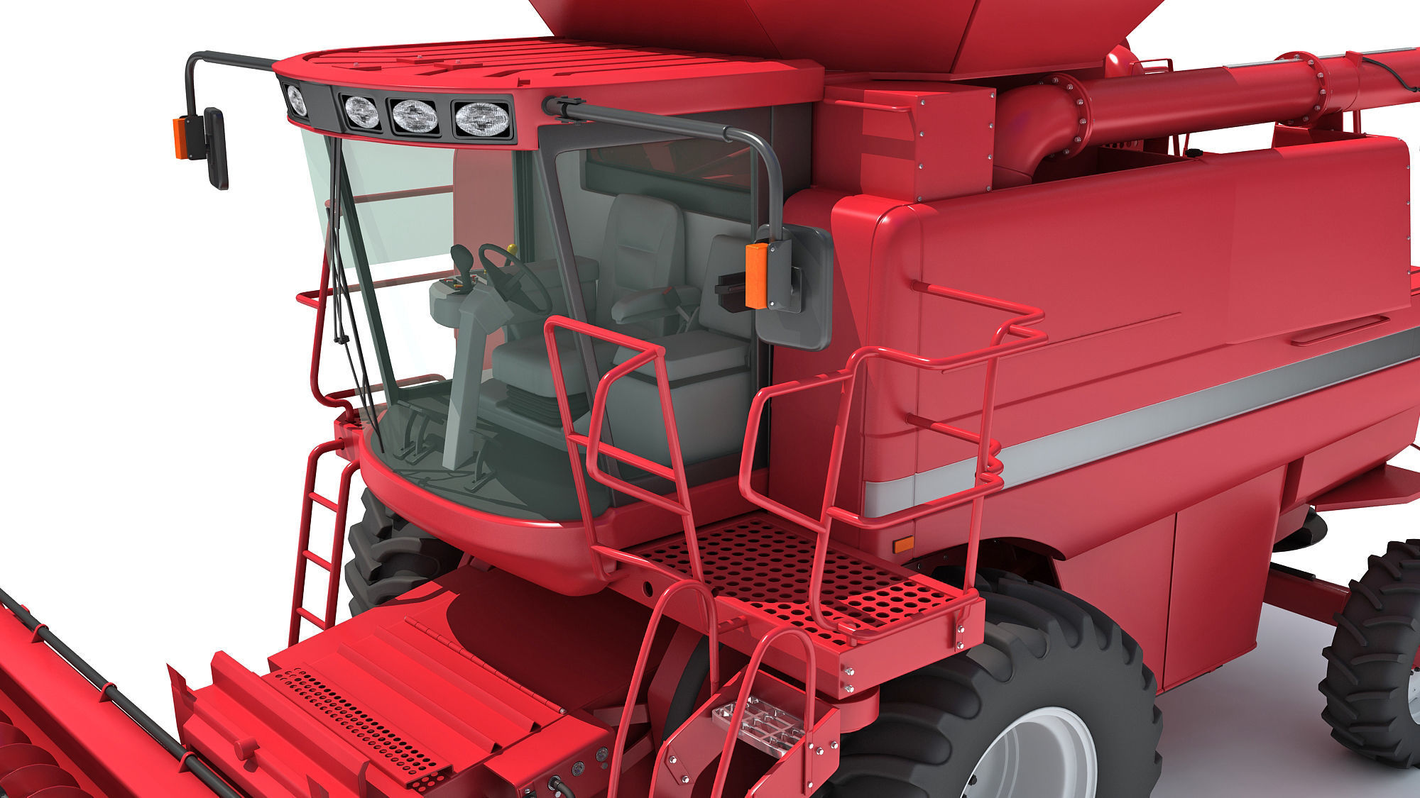 Red Combine Harvester 3D model_13