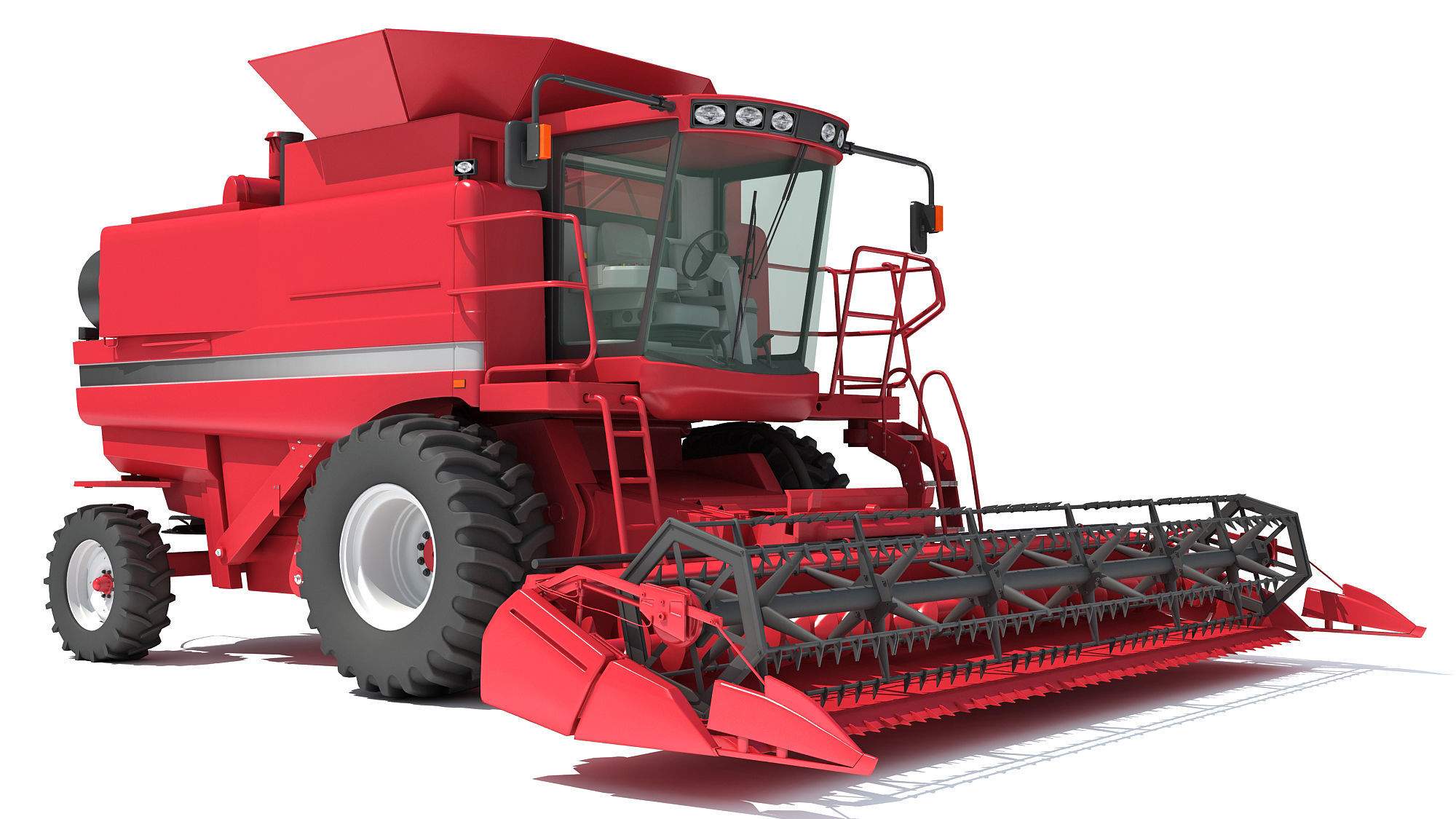 Red Combine Harvester 3D model_9