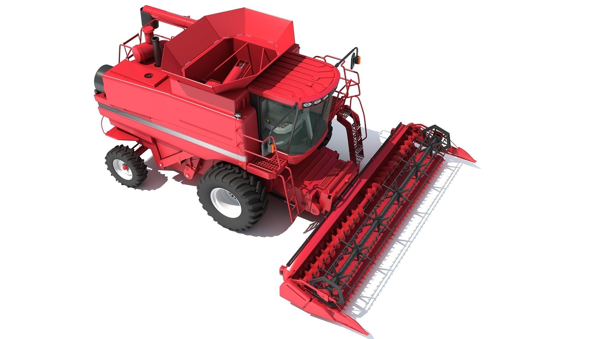 Red Combine Harvester 3D model_10