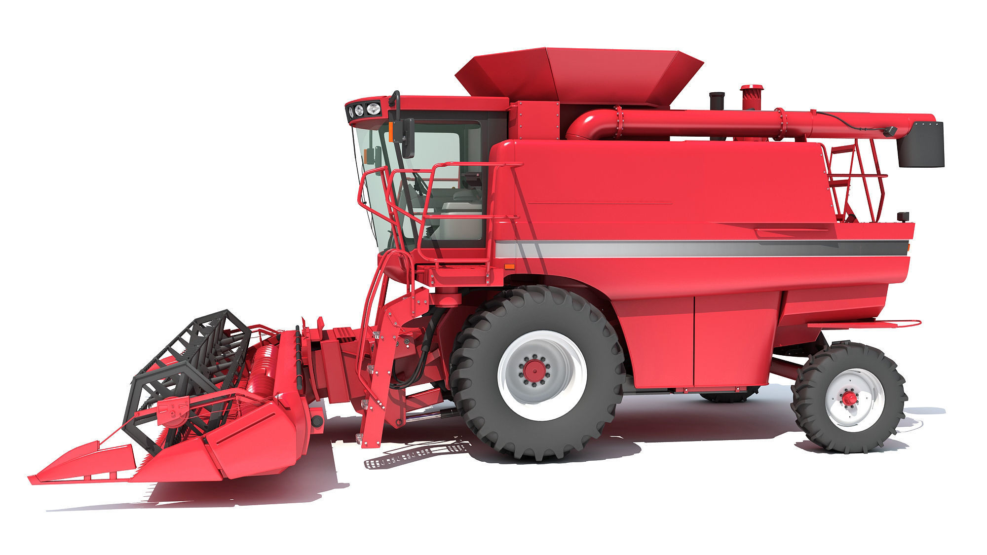 Red Combine Harvester 3D model_2