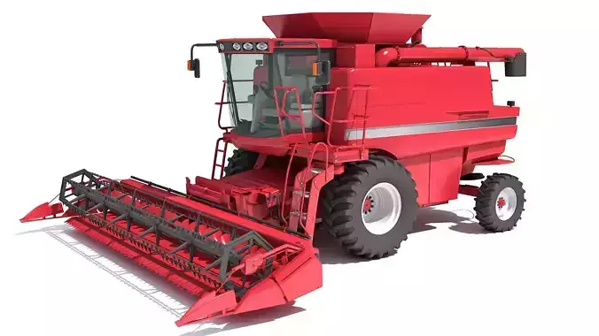 Red Combine Harvester 3D model