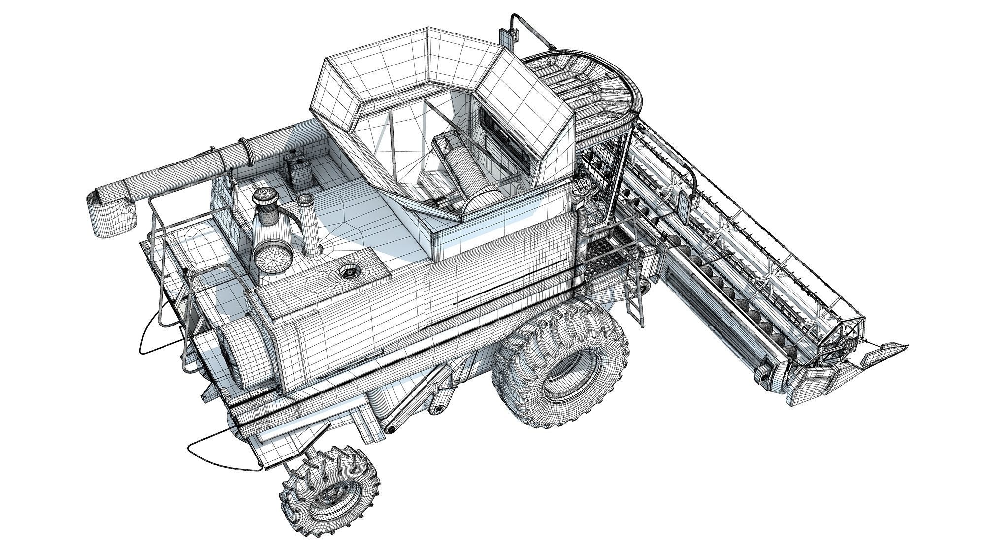 Red Combine Harvester 3D model_18
