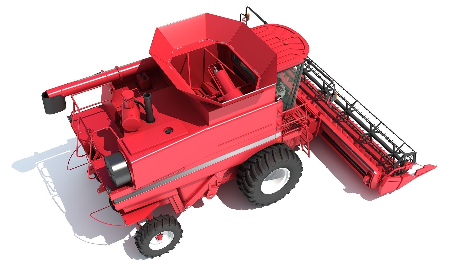 Red Combine Harvester 3D model_8
