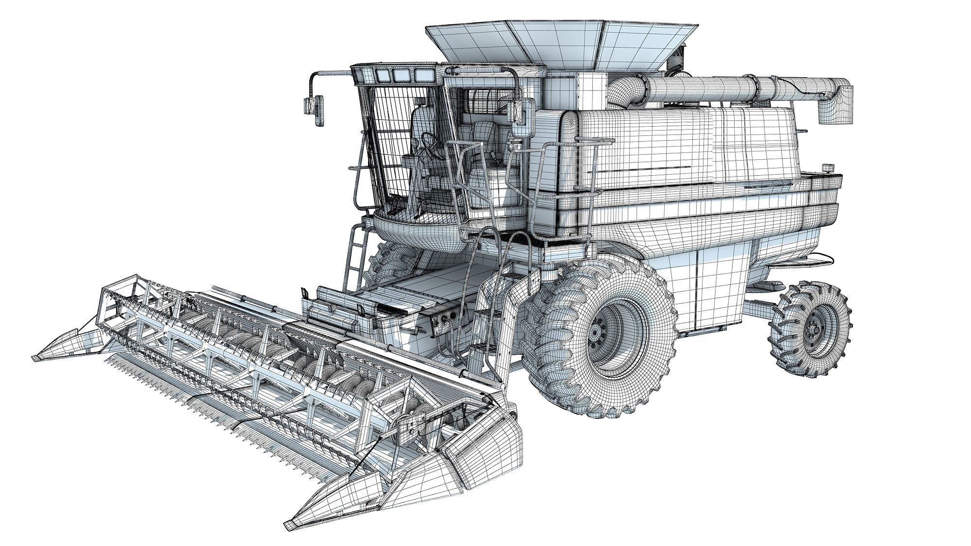 Red Combine Harvester 3D model_16