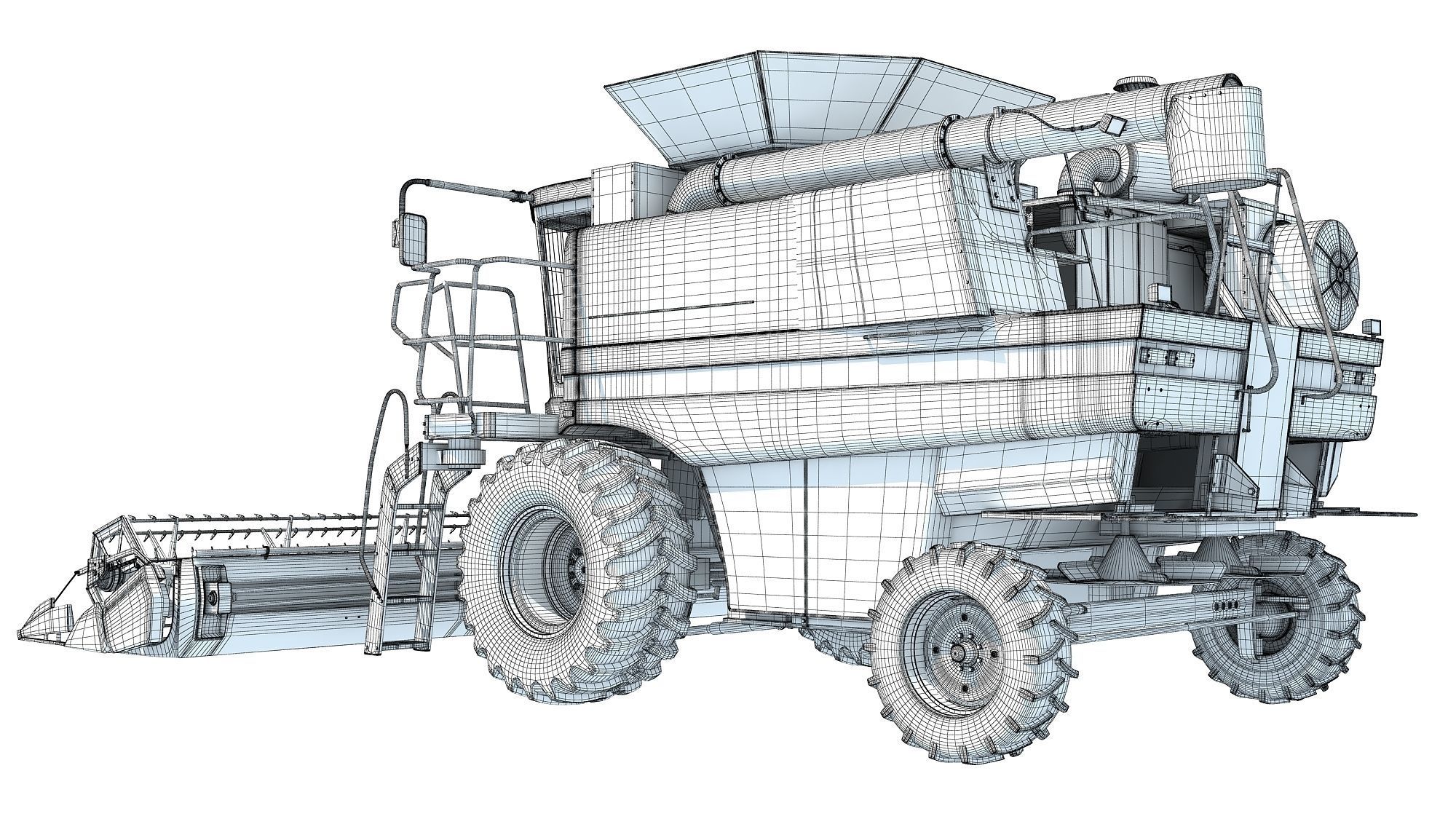 Red Combine Harvester 3D model_17