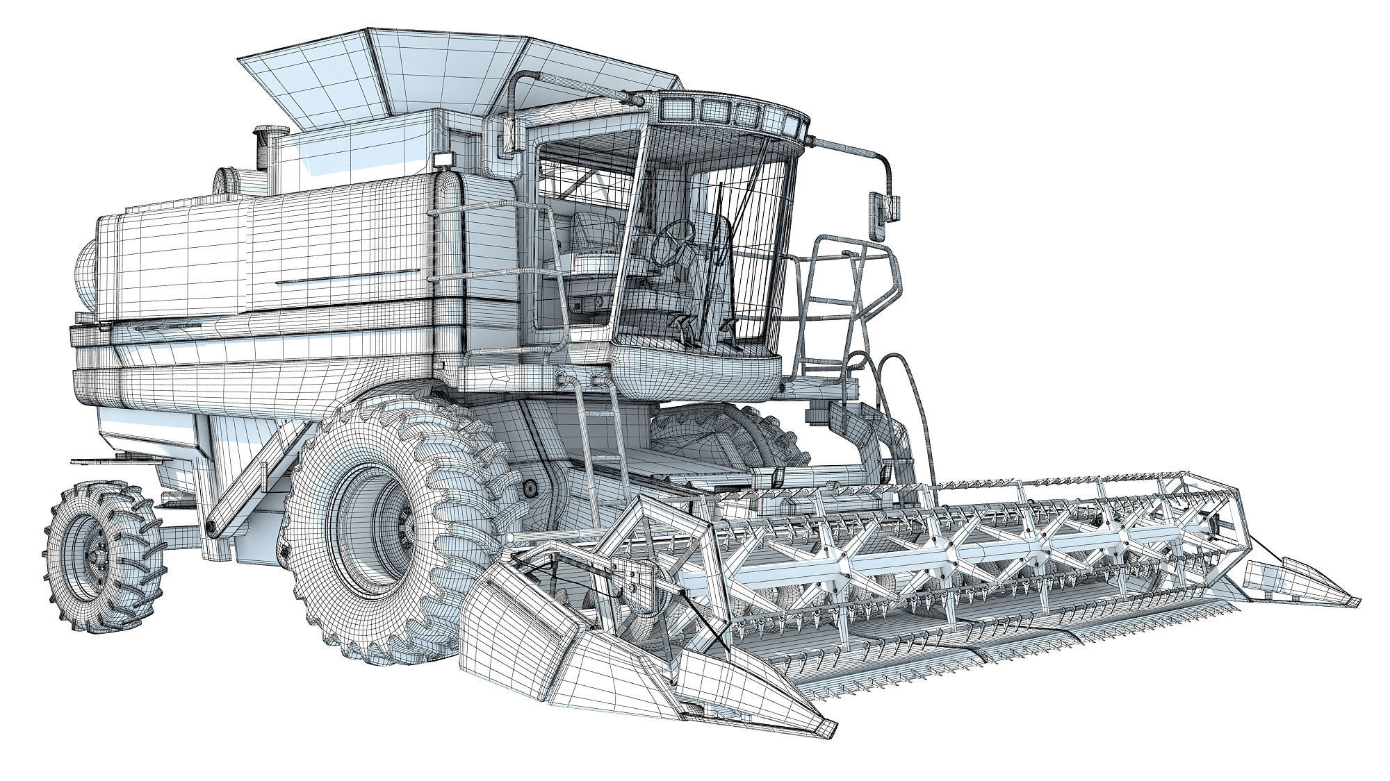 Red Combine Harvester 3D model_19