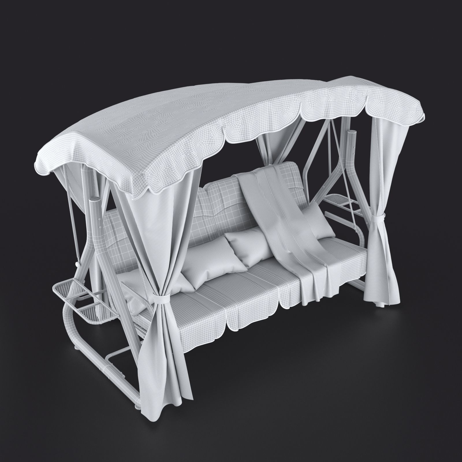 Garden swing four-seater 3D model_2