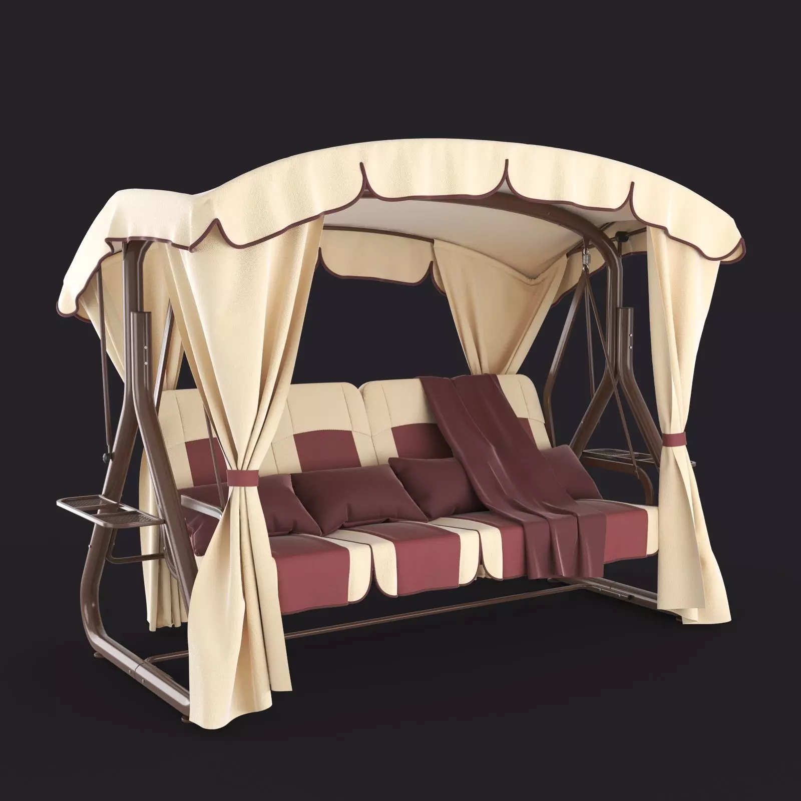 Garden swing four-seater 3D model_0
