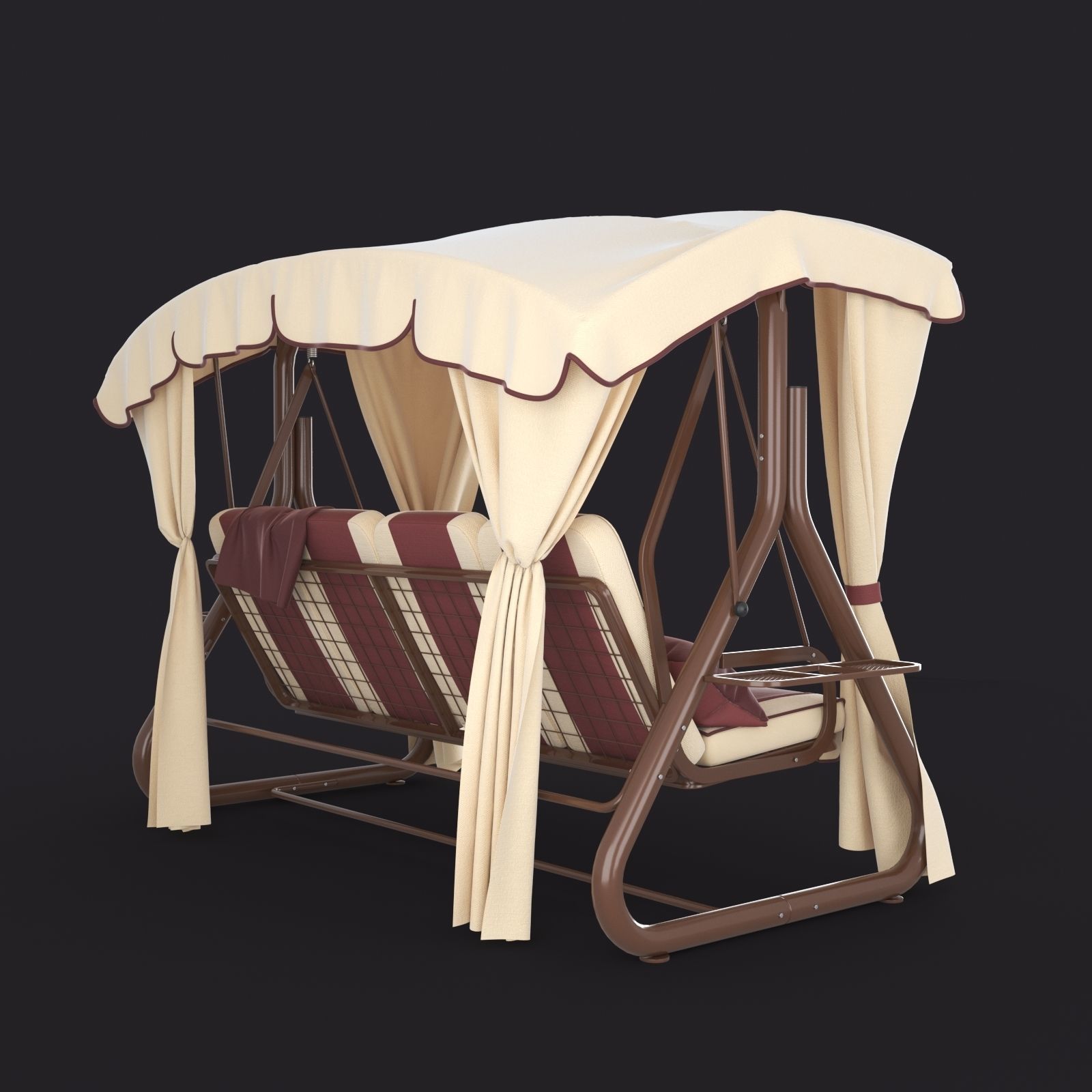 Garden swing four-seater 3D model_1