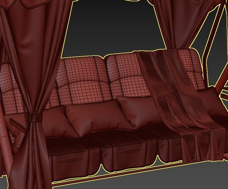 Garden swing four-seater 3D model_4