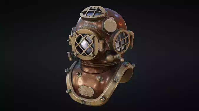 Rerto diver helmet - game ready 3D model