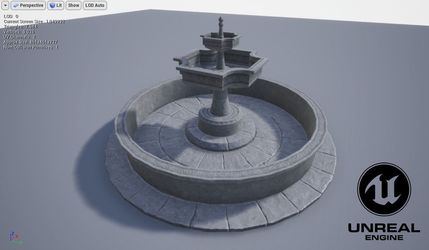Old Gothic Style Garden Fountain Low-poly 3D model_15