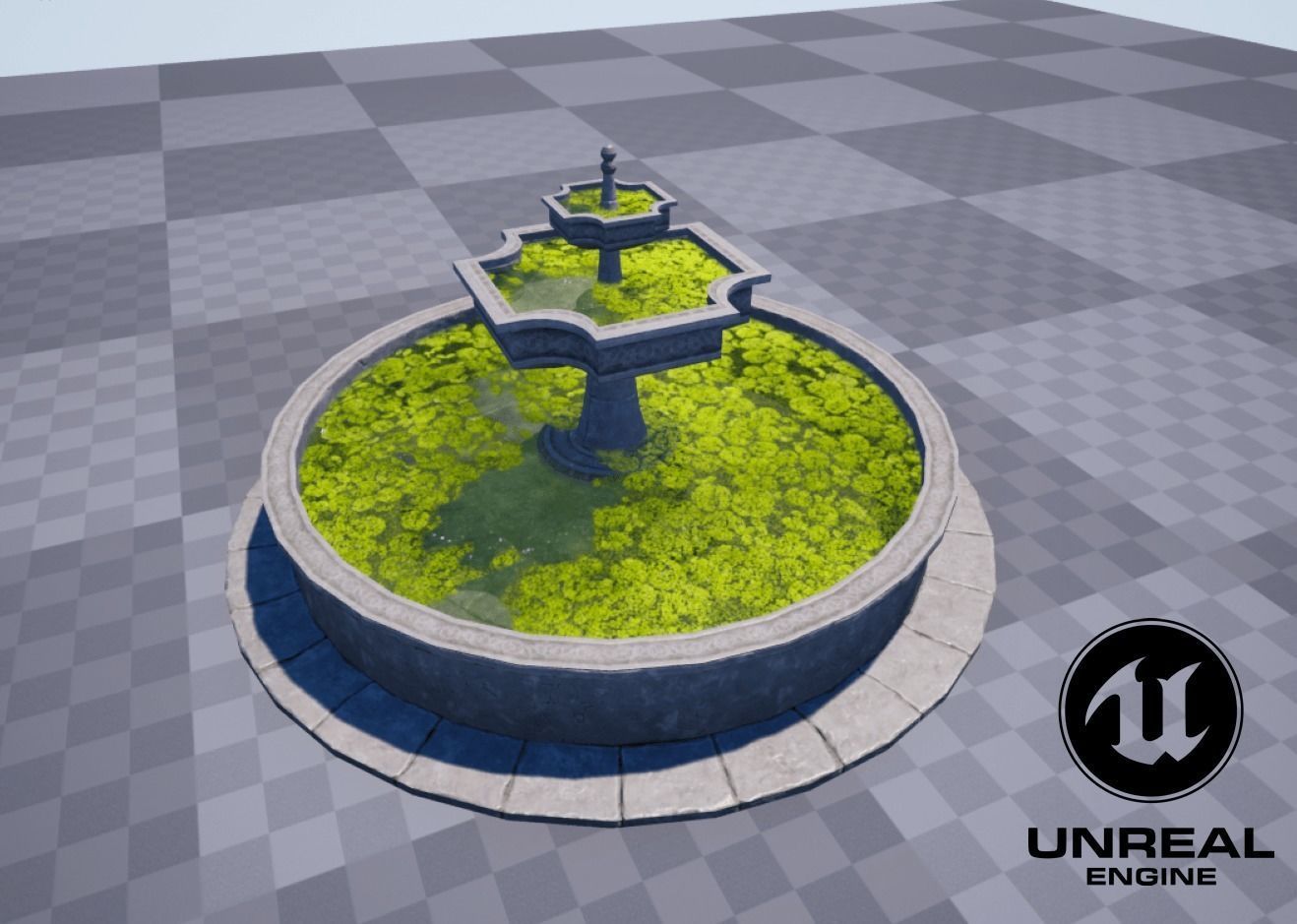 Old Gothic Style Garden Fountain Low-poly 3D model_17