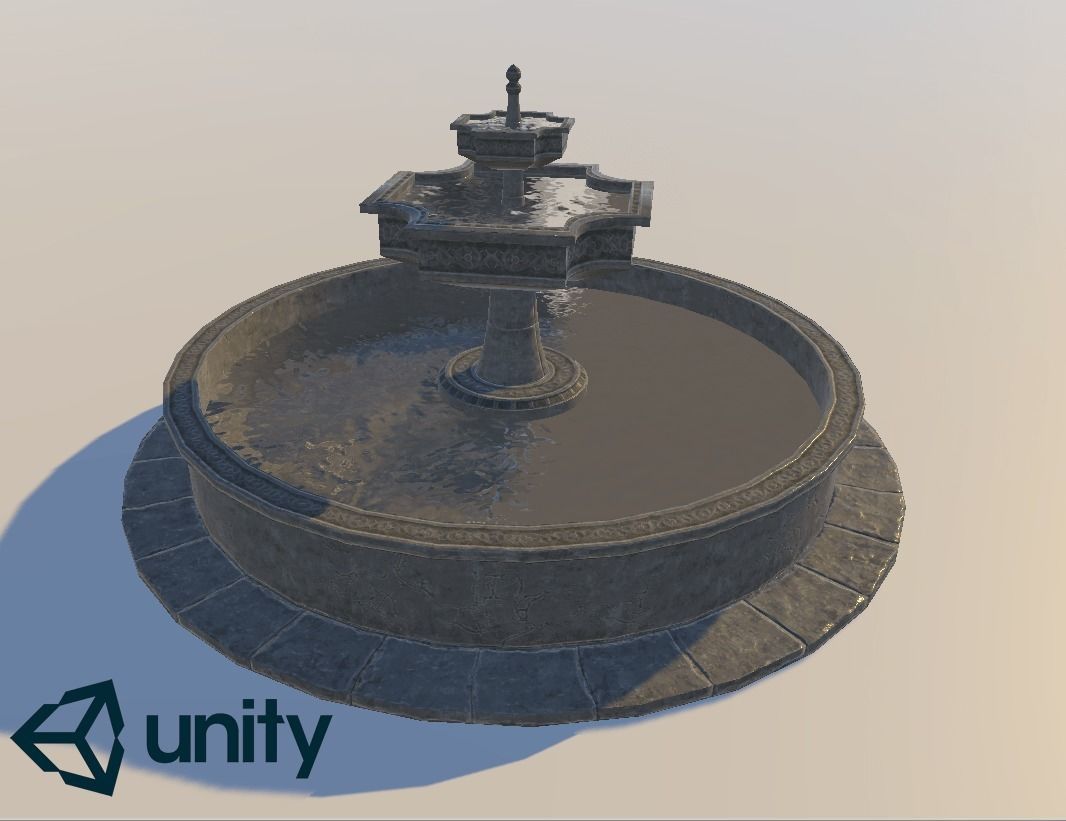 Old Gothic Style Garden Fountain Low-poly 3D model_20