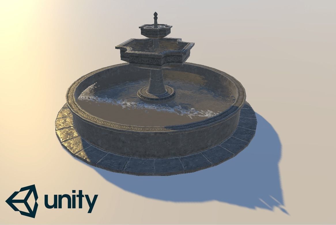 Old Gothic Style Garden Fountain Low-poly 3D model_19