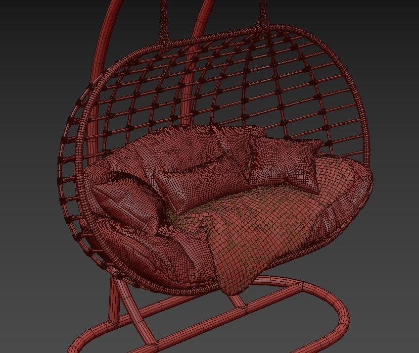 Hanging Garden swing cocoon rattan 3D model_4