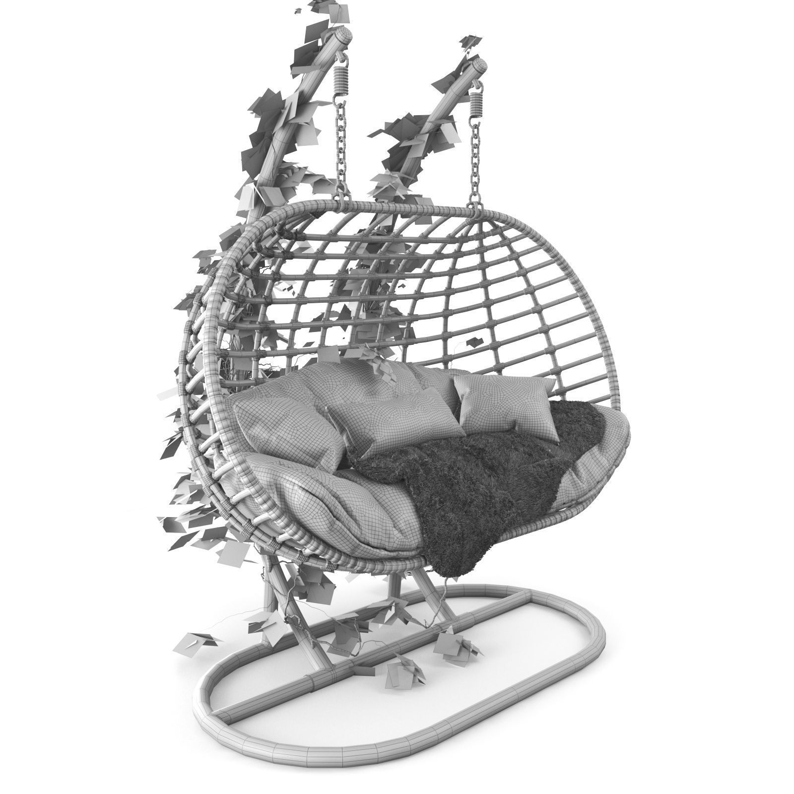 Hanging Garden swing cocoon rattan 3D model_2