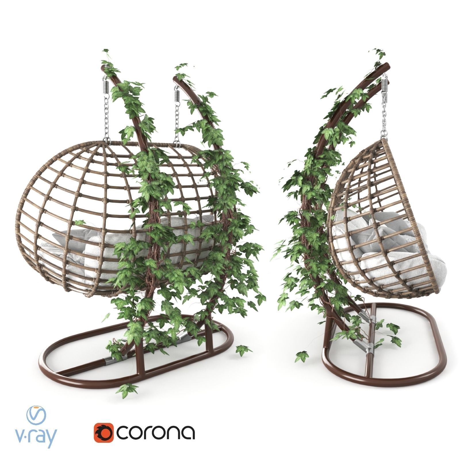 Hanging Garden swing cocoon rattan 3D model_1