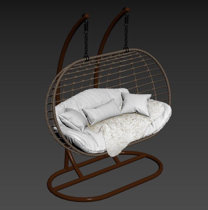 Hanging Garden swing cocoon rattan 3D model_3