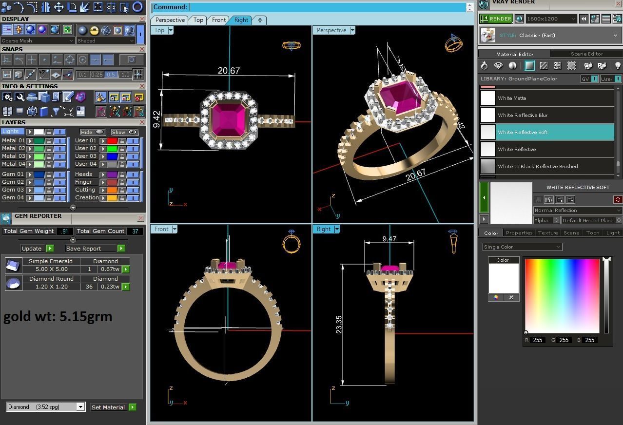 Women Ruby Band Ring 3dm render detail 3D print model_5