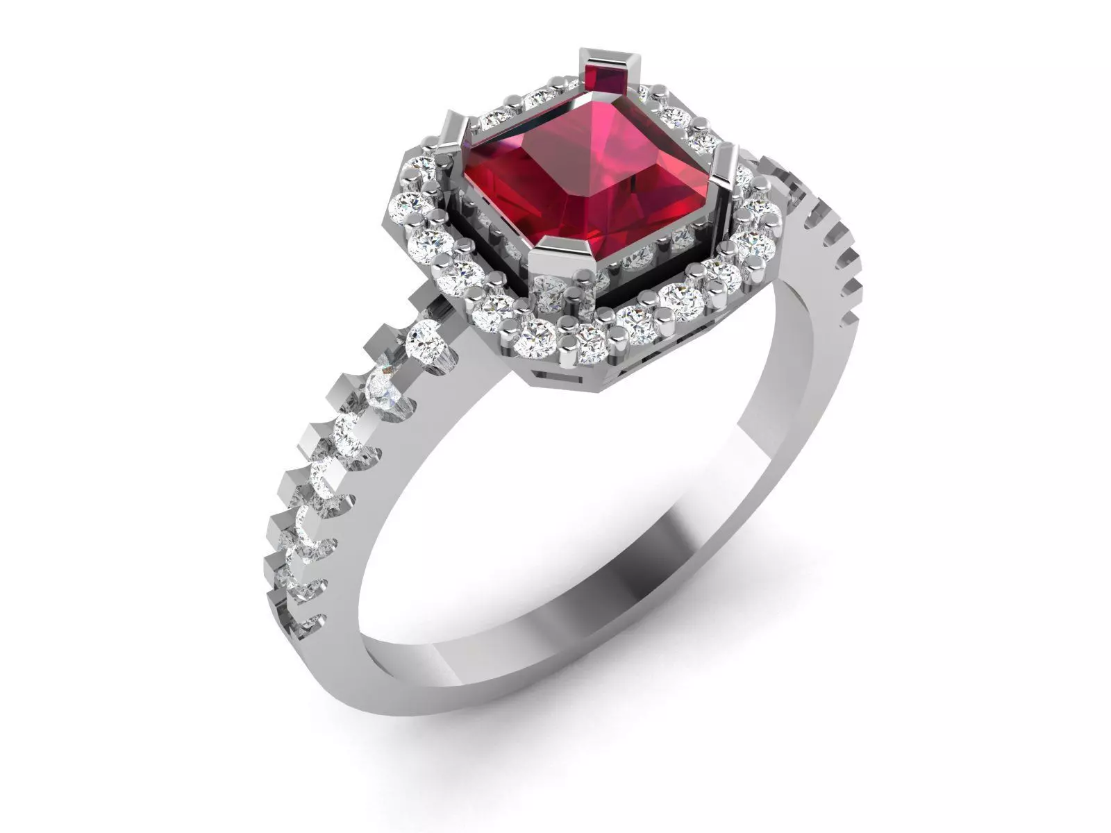 Women Ruby Band Ring 3dm render detail 3D print model_0