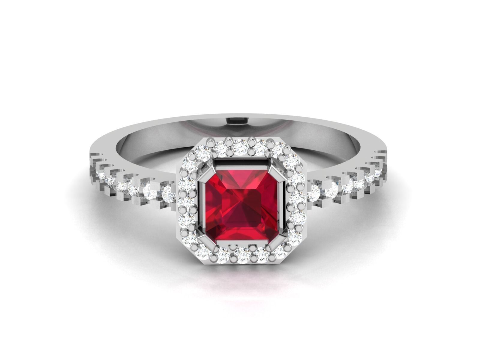 Women Ruby Band Ring 3dm render detail 3D print model_1