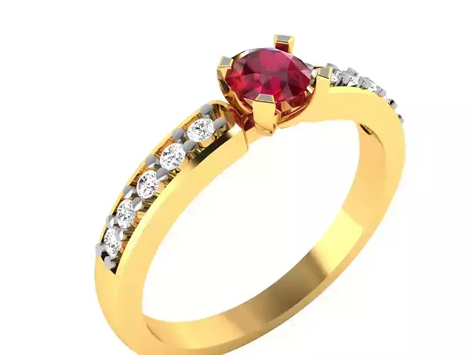 Women Ruby Band Ring 3dm render detail
