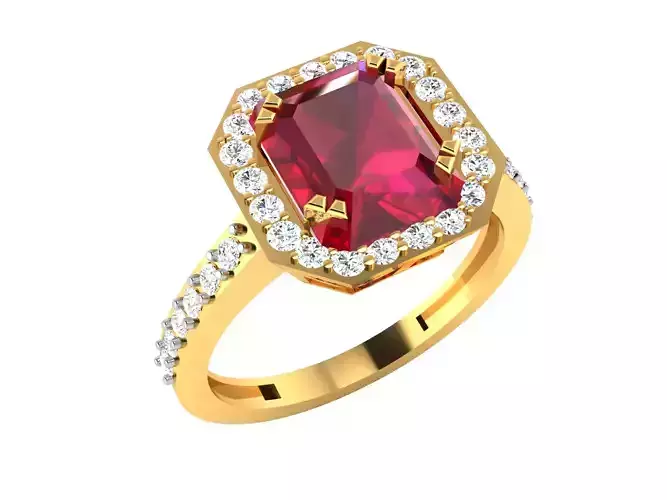 Women Ruby Band Ring 3dm render detail