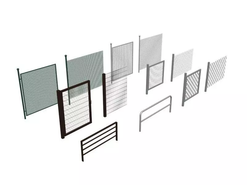 low-poly 3D model fences and gates Low-poly 3D model_0