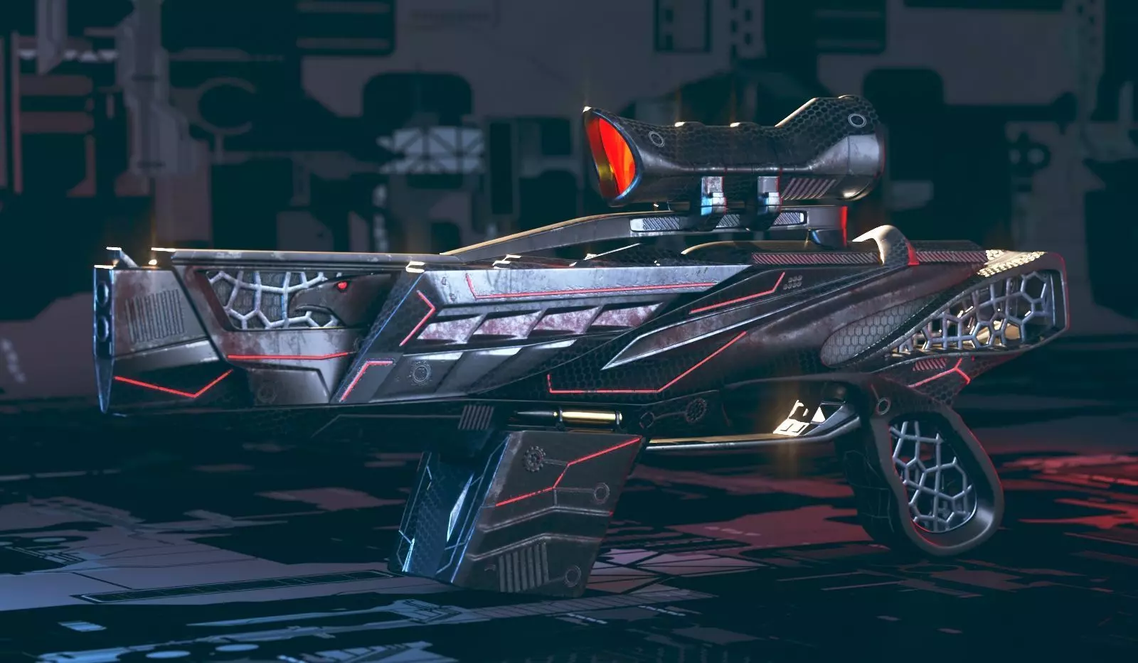 Eagle Eye Scifi rifle Low-poly 3D model