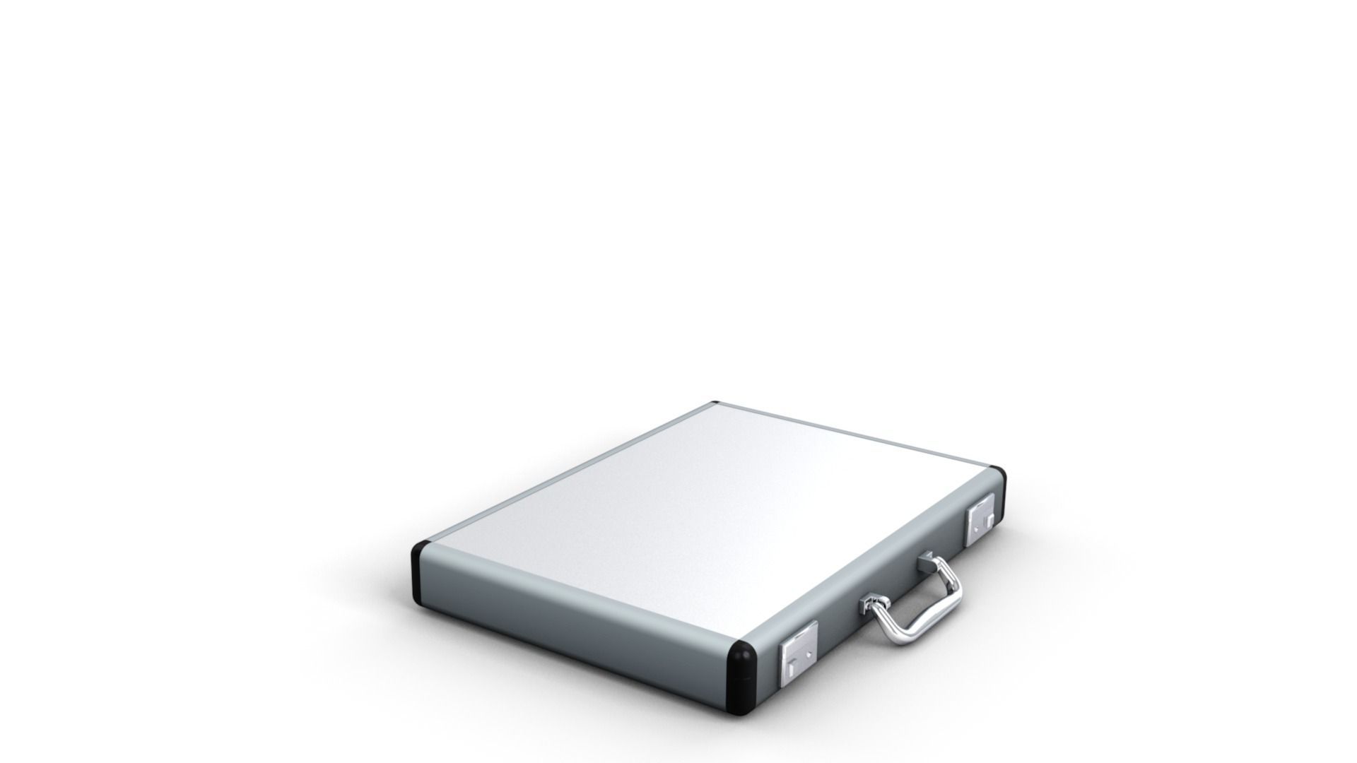 Aluminium slimline briefcase 3D model_0
